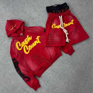 Conjunto Deportivo CashCount Morado con Chaqueta con Capucha y Cremallera y Pantalones Cortos, Ropa Deportiva Transpirable de Manga Larga con Bolsillos Laterales para Otoño - Product Image 5