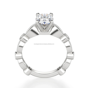 แหวนเพชรเม็ดเดี่ยวทองคำขาว14K ประดับเพชรโมอิสซาไนต์ทรงรีสำหรับงานแต่งงานและงานหมั้น - Product Image 4