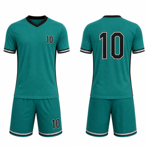 Soccer Jersey Set with Number 10 Back Print | Men's Short Sleeve Football Uniform | Moisture Wicking Polyester <b>Athletic</b> Wear - Product Image 3