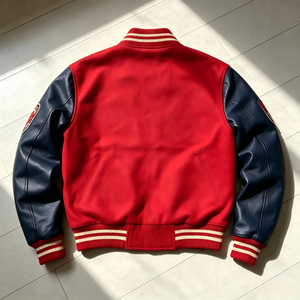 Blouson universitaire personnalisé pour homme, style streetwear hiver, broderie premium, OEM/ODM, 100% laine peignée, logo frontal - Product Image 3