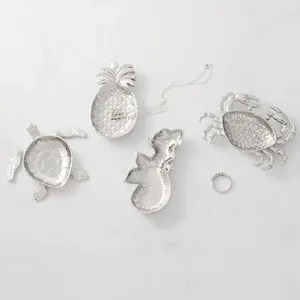 Silver Animal Shape Decorative Trays Set Coastal Style Metal Handicraft Multi Piece Package - Product Image 1