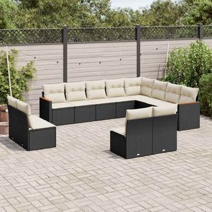 Conjunto de Sofás Modulares Grandes de Ratán PE Negro para Jardín, Elegante Colección de Muebles para Exteriores - Product Image 1