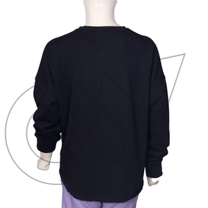 Nouveau Sweat-shirt Femme Noir Col Rond 100% Coton Tricoté Décontracté Hiver Manches Longues Couleur Unie Respirant Séchage Rapide 2026 - Product Image 3