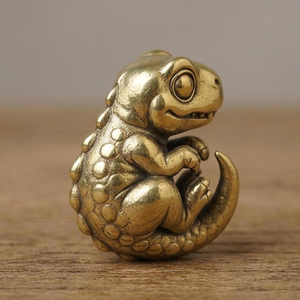 Figura de Lagarto de Latón Hecha a Mano, Escultura de Reptil con Cola Enrollada, Estatua de Animal Exótico Detallada, Decoración de Mesa para el Hogar - Product Image 3
