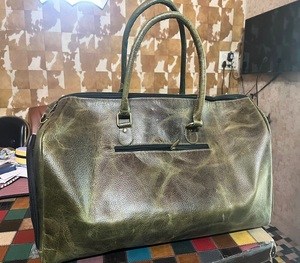 Premium Leather Weekender Duffle Bag Patchwork Style Travel <b>Luggage</b> Large Capacity Overnight Carry Gym Sports Bag for Men - Product Image 1