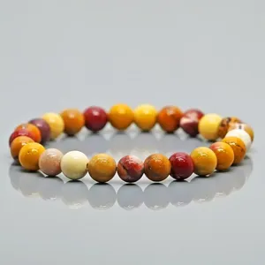 Natural Mookaite Jasper 8mm Smooth Round AA Grade Gemstone Beads <b>Stretch</b> <b>Bracelet</b> Healing Jewelry Wholesale - Product Image 4