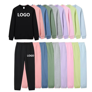 <b>Pink</b> women Casual <b>Tracksuit</b> <b>Set</b> Crew Neck Sweatshirt With Side Pockets Elastic Waist Joggers Full Length Solid Color - Product Image 2
