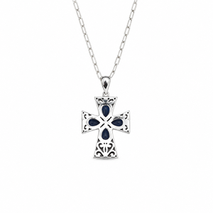 Handcrafted <b>Silver</b> 925 <b>Cross</b> <b>Pendant</b> with Multi Sapphire Gemstone Classic Religious Jewelry Manufacturer JAIPUR <b>SILVER</b> - Product Image 5