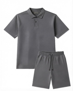 Plus Size Men Polo Shirt and Shorts <b>Set</b> 100% Cotton <b>Knitted</b> Breathable Casual Summer Wear Two Piece Outfit - Product Image 3
