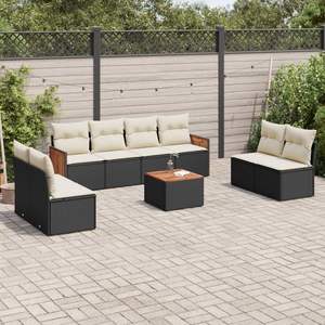 Ensemble de canapés de jardin noirs en rotin pour l'extérieur avec coussins en mousse haute densité, design contemporain imperméable - Product Image 3