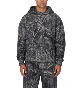 Sweat à capuche respirant personnalisé avec impression intégrale camouflage Real Tree, coupe oversize pour homme, taille personnalisée, logo, effet délavé vintage, camouflage - Product Image 2