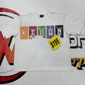 fully custom High Quality screen printing 100 % cotton <b>White</b> <b>Tee</b> Shirt Vintage Washed 280Gsm lose fit Oversized Graphic T-shirts - Product Image 1