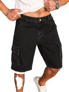 Pantalones Cortos de Mezclilla Rotos para Hombre, Estilo Urbano, Cómodos, para Gimnasio, Uso Casual, Verano, Tejido de Punto - Product Image 2