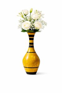 Vintage Gold Wooden <b>Vase</b> Hand Carved Decorative Flower <b>Vase</b> for Home Hotel Desktop Floor Decor - Product Image 4