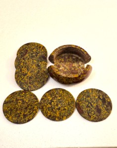 ชุดจานรองแก้ววงกลมลายแจสเปอร์ผลไม้ธรรมชาติ 6 ชิ้น ชิ้นส่วนอัญมณีขัดเงา กันน้ำ ของตกแต่งบ้าน งานศิลปะสะสม จากกูร์กาฏ - Product Image 5