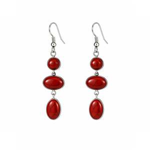 Buy Natural <b>Red</b> Jasper Dangle <b>Earrings</b> with Round and Oval Cabochon Stones Handmade Silver <b>Drop</b> <b>Earrings</b> - Product Image 1