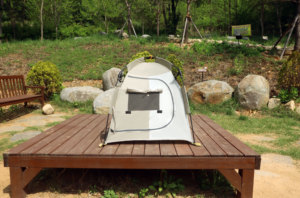 Tente pour animaux de compagnie, abri portable d'extérieur, tente pour chien en maille beige pour le camping, disponible en plusieurs tailles, maison pour animaux, tente pour pattes, niche pour chien - Product Image 6