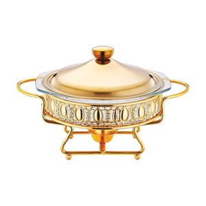 Olla de lujo dorada de 2L para calentar comida tipo buffet, juego de calentadores de lujo para catering de fiestas navideñas al mejor precio - Product Image 1