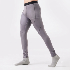 <b>Men's</b> Gray <b>Compression</b> Leggings Full Length Elastic Waist Solid Color Spandex Nylon Athletic <b>Tights</b> - Product Image 4