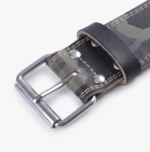 Leather Weightlifting Belt Camouflage Print Waist Support Leather Belt Heavy Strength Training Wear Leather Belts Unisex - Product Image 3