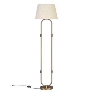 KS International Modern Geometric Metal Floor Lamp Floor Standing <b>Light</b> Beige Fabric <b>Shade</b> Indoor Living Room Decor - Product Image 2