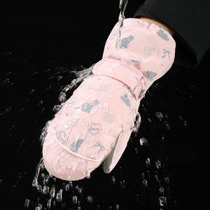 Gants de ski unisexes isolés thermiques imperméables de qualité supérieure à motif licorne rose pour l'hiver, avec fermeture à glissière pour le snowboard - Product Image 6