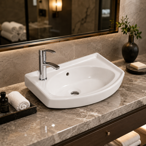 Oasis Modern Ceramic Bathroom Counter Wash Basin <b>Wall</b>-Mounted Oval 5-Year Warranty 12L Capacity Hospital Apartment Mall Use Easy - Product Image 6