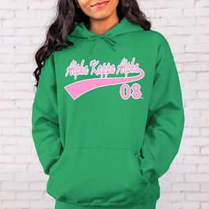 Sudadera con Capucha Personalizada con Logotipo Frontal para Invierno, en Verde y Rosa, para Hermandades Griegas - Product Image 6