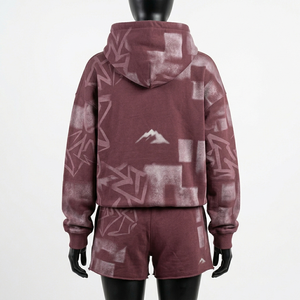 Ensemble de survêtement en molleton de coton et polyester de luxe pour femme, motif graphique, impression en relief personnalisée, ensemble de survêtement pour femme - Product Image 2