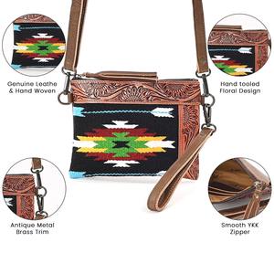 Portefeuille en cuir de vachette à poils, pochette à main, sac à main western pour femme - Product Image 2