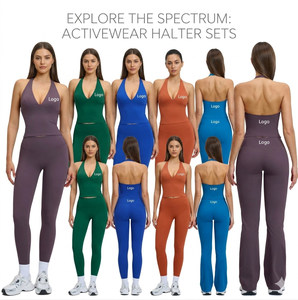 Ensemble de sport 2 pièces pour femme, respirant et léger, haut à col en V profond et legging taille haute push-up - Product Image 3
