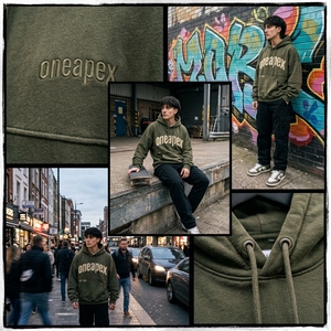 <b>Mens</b> Olive Green Vintage Graphic Hoodie Cotton Fleece Sweatshirt Custom Logo Streetwear Pullover Casual Winter <b>Hooded</b> <b>Top</b> - Product Image 6