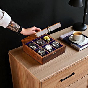 Caja de Exhibición de Relojes de Lujo en Madera de Nogal, Estuche Organizador de Relojes de Madera Premium, Caja de Almacenamiento de Relojes Hecha a Mano en Madera de Palisandro, Caja de Relojes Ejecutiva - Product Image 1