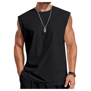 2026 Men's Summer Sleeveless Breathable Ironless Cotton Blend Crew <b>Neck</b> Casual Loose Solid Color Tank Top - Product Image 1