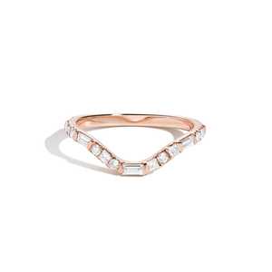 Diamond Stackable <b>Rings</b> Bar Prong Set Curved Wedding Bands Custom 14K Solid Gold 0.48ct VS+ Lab Grown Wholesale - Product Image 1