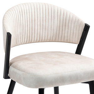 Chaise de salle à manger en velours blanc, style mid-century modern, avec pieds en métal rembourrés, sans accoudoirs, chaise d'appoint - Product Image 5