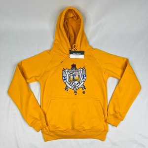 Sweat à capuche unisexe bleu roi et or à manches longues avec imprimé graphique et poche kangourou, style streetwear décontracté - Product Image 1