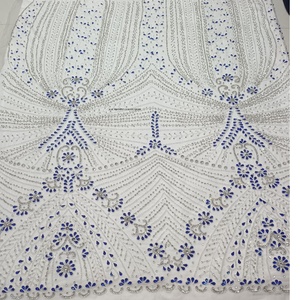 A.K.TRENDY COLLECTION LAVC012 Luxury Traditional Eco-Friendly High Quality 5 Yards Heavily Beaded Rhinestone Lace Fabric Floral - Product Image 1