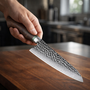 Couteau de cuisine japonais artisanal en acier carbone 10-11,9 pouces avec manche en bois de fer, étui en cuir, logo personnalisé, coffret cadeau - Product Image 5