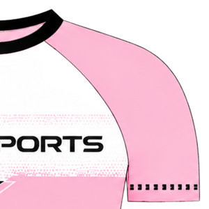 Camiseta Deportiva Raglán Rosa y Negra de Manga Corta con Cuello Redondo, Transpirable, para Entrenamiento Atlético, Uniforme de Equipo, Ropa Deportiva de Alto Rendimiento - Product Image 3