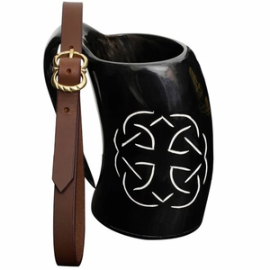 Jarra de Cuerno de Búfalo Negro Pulido de Primera Calidad, Elegantes Jarrales de Cerveza Estilo Vikingo, Acabado Brillante, Tazas de Cuerno de Búfalo Oscuro - Artesanía Natural - Product Image 2