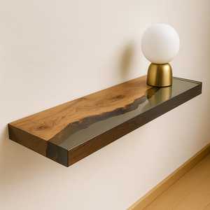 Walnut Epoxy Wood Resin Console Floor Mount Handmade Modern Entryway Hallway Furniture Home Accent TIMELESS <b>CRAFT</b> - Product Image 5