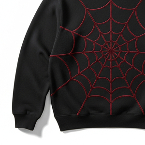 Sudadera con Capucha de Invierno Spider, Estampado de Telaraña Bordado, Felpa de Algodón Grueso, Unisex, Estilo Retro Urbano, Venta al por Mayor - Product Image 4