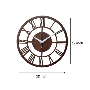 Horloge murale design en bois brun riche avec affichage analogique élégant pour la décoration intérieure contemporaine - Product Image 2