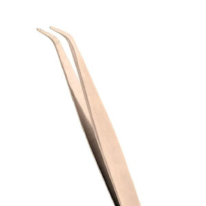 Pinzas de Precisión para Pestañas de Acero Inoxidable de 10 mm con Punta Curva de 90 Grados y Dientes Serrados, Herramientas Profesionales de Maquillaje para Extensión de Pestañas - Product Image 3