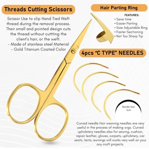 Kit d'outils professionnels en acier inoxydable pour extensions de cheveux, pour usage en salon, avec pinces à micro-anneaux à forte tenue, peigne, aiguille, boucle - Product Image 3