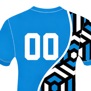 Sky Blue <b>Black</b> <b>White</b> Geometric Rugby Jersey Short Sleeve Crew Neck Customized Breathable Training Athletic Team Sportswear - Product Image 4