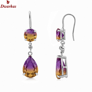 Trendy hot selling classic <b>earrings</b> 925 sterling silver ametrine gemstone tear drop <b>earrings</b> jewelry women - Product Image 1