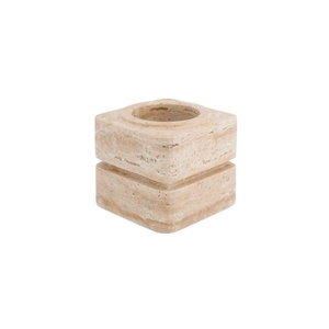 Living Object Travertine <b>Tealight</b> Candle <b>Holder</b> Modern Minimalist Decorative Accent Handmade Stone <b>Tealight</b> Stand Artistic Table - Product Image 1
