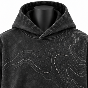<b>Oversized</b> Hooded Sweatshirt Embroidered Unisex Casual Knitted Fleece 100% Cotton Eco-Friendly Spring Wear - Product Image 2